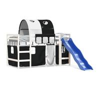 Eleganz Cama alta para niños con túnel, 90 x 190 cm, madera de pino, color blanco y negro, estable con túnel de juego para habitación infantil, diseño duradero para un lugar seguro para dormir