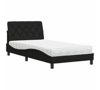 Eleganz Cama con colchón de 100 x 200 cm, color negro, funda de tela, cómoda y duradera para dormitorio, ideal para habitaciones pequeñas y solteros