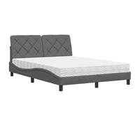 Eleganz Cama con colchón de 140 x 200 cm de tela gris oscuro - Moderna cama de dormitorio con colchón de alta calidad para un sueño reparador, ideal para espacios pequeños