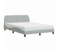 Eleganz Cama con colchón Dover 120 x 200 cm - Tela de terciopelo en gris claro, cómodo sistema de dormir para espacios pequeños, fácil de montar, incluye colchón de alta calidad para un sueño