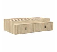 Eleganz Cama con espacio de almacenamiento de roble Sonoma 90 x 190 cm - Camas de madera para más orden en el dormitorio - Ahorra espacio y es estable