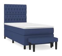 Eleganz Cama con somier con colchón, 100 x 200 cm, tela azul, cómodo sistema de sueño para dormitorio, duradero y elegante, solución perfecta para un sueño reparador