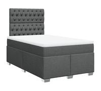 Eleganz Cama con somier con colchón, 120 x 190 cm, tela gris oscuro, moderno sistema de sueño para un sueño reparador, ideal para dormitorios