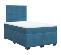 Eleganz Cama con somier con colchón, 120 x 190 cm, terciopelo azul, moderna cama para dormitorio para un sueño reparador, ahorra espacio y es duradera