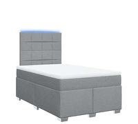 Eleganz Cama con somier con colchón, 120 x 200 cm, tela gris claro, moderna cama de dormitorio para un sueño reparador, ahorra espacio y es duradera