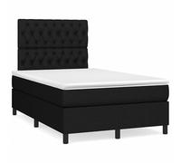 Eleganz Cama con somier con colchón, 120 x 200 cm, tela negra, cama moderna con gran comodidad para dormitorio, duradera y estable