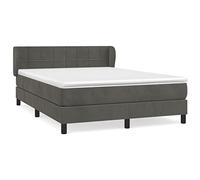 Eleganz Cama con somier con colchón, 140 x 190 cm, tela de terciopelo gris oscuro, cama con somier para dormitorio, gran comodidad y suspensión estable, diseño moderno para un sueño reparador