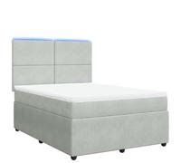 Eleganz Cama con somier con colchón, 140 x 190 cm, terciopelo gris claro, moderna cama de dormitorio con gran comodidad para un sueño reparador