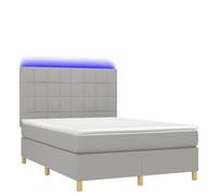 Eleganz Cama con somier con colchón, 140 x 200 cm, color gris claro - Moderna cama de dormitorio con funda de tela para un sueño reparador y una vida elegante
