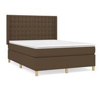 Eleganz Cama con somier con colchón, 140 x 200 cm, color marrón oscuro, funda de tela para un sueño reparador, dormitorio moderno y gran comodidad