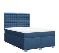 Eleganz Cama con somier con colchón, 140 x 200 cm, funda de tela azul para dormitorio, duradera y cómoda, comodidad premium para un sueño reparador