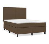 Eleganz Cama con somier con colchón, 140 x 200 cm, tejido marrón oscuro, cama de dormitorio moderna con gran comodidad para un sueño reparador