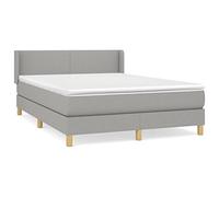 Eleganz Cama con somier con colchón, 140 x 200 cm, tela gris claro, cómodo sistema de dormir para dormitorios modernos, duradero y apilable