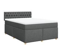 Eleganz Cama con somier con colchón, 140 x 200 cm, tela gris oscuro, moderna cama de dormitorio con gran comodidad para un sueño reparador, ideal para espacios pequeños