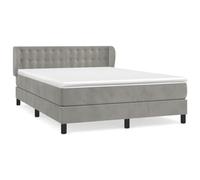 Eleganz Cama con somier con colchón, 140 x 200 cm, terciopelo gris claro, moderno sistema de sueño para un sueño reparador, ideal para dormitorios y espacios pequeños