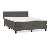 Eleganz Cama con somier con colchón, 140 x 200 cm, terciopelo gris oscuro, moderna cama para dormitorio, para adultos, marco estable y gran comodidad
