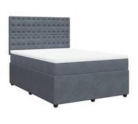 Eleganz Cama con somier con colchón, 140 x 200 cm, terciopelo gris oscuro, moderno sistema de sueño para un sueño reparador, altura regulable y ahorra espacio