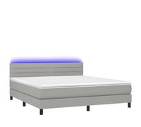 Eleganz Cama con somier con colchón, 160 x 200 cm, iluminación gris claro, tejido moderno para dormir reparador, ideal para dormitorios