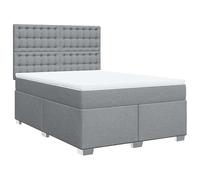 Eleganz Cama con somier con colchón, 160 x 200 cm, tejido gris claro, moderno sistema de cama para dormitorio, alta comodidad y suspensión estable, ideal para un sueño reparador