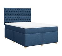 Eleganz Cama con somier con colchón, 160 x 200 cm, tela azul, moderna cama de dormitorio para un sueño reparador, duradera y cómoda, ideal para habitaciones de invitados y dormitorio principal
