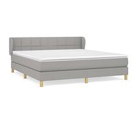 Eleganz Cama con somier con colchón, 160 x 200 cm, tela gris claro, moderna cama de dormitorio con gran comodidad para un sueño reparador