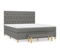 Eleganz Cama con somier con colchón, 160 x 200 cm, tela gris oscuro, moderno sistema de sueño para un sueño reparador, marco estable y materiales transpirables