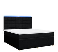 Eleganz Cama con somier con colchón, 180 x 200 cm, color negro, funda de tela de alta calidad para un sueño reparador, ideal para dormitorios y habitaciones de invitados