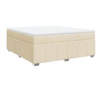 Eleganz Cama con somier con colchón, 180 x 200 cm, tela crema, cómoda cama doble para dormitorio, duradera y optimizada para el almacenamiento, ideal para parejas