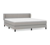 Eleganz Cama con somier con colchón, 180 x 200 cm, tela gris claro, moderna cama de dormitorio con gran comodidad para un sueño reparador
