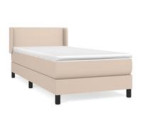 Eleganz Cama con somier con colchón, 80 x 200 cm, piel sintética, color marrón capuchino, para dormitorio, cómoda y duradera, soporte óptimo para un sueño reparador