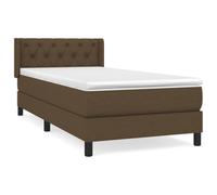 Eleganz Cama con somier con colchón, 80 x 200 cm, tela marrón oscuro, moderna cama de dormitorio para un sueño reparador, duradera y cómoda