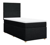Eleganz Cama con somier con colchón, 80 x 200 cm, tela negra, cama de dormitorio moderna con gran comodidad para un sueño reparador