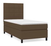 Eleganz Cama con somier con colchón, 90 x 190 cm, tejido marrón oscuro, cómodo sistema de sueño para habitaciones pequeñas y habitaciones de invitados, diseño duradero para un sueño reparador