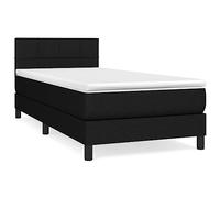 Eleganz Cama con somier con colchón, 90 x 190 cm, tela negra, moderna cama para dormitorio, ahorra espacio y es cómoda, ideal para habitaciones pequeñas y solteros