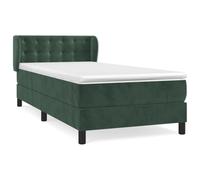 Eleganz Cama con somier con colchón 90 x 200 cm de terciopelo verde oscuro - Moderna cama de dormitorio con gran comodidad para un sueño reparador, ideal para espacios pequeños