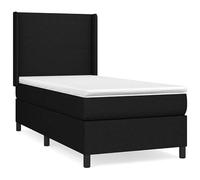 Eleganz Cama con somier con colchón, 90 x 200 cm, tejido negro, moderno sistema de sueño para un sueño reparador, ideal para habitaciones pequeñas y solteros