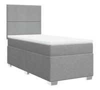 Eleganz Cama con somier con colchón, 90 x 200 cm, tela gris claro, sistema de sueño cómodo para un confort óptimo, ideal para dormitorios y habitaciones de invitados