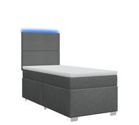 Eleganz Cama con somier con colchón, 90 x 200 cm, tela gris oscuro, moderno sistema de sueño para un sueño reparador, ideal para dormitorios y habitaciones de invitados, duradero y cómodo