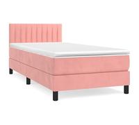 Eleganz Cama con somier con colchón de 100 x 200 cm de terciopelo rosa - Sistema de sueño de lujo para dormitorio, cómodo y duradero, perfecto para espacios pequeños