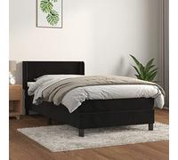 Eleganz Cama con somier con colchón de 100 x 200 cm, funda de terciopelo, color negro, sistema de sueño de lujo para adultos, ahorra espacio y es cómodo, ideal para dormitorios en habitaciones