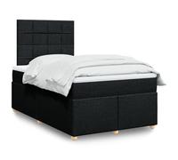 Eleganz Cama con somier con colchón de 120 x 200 cm - Moderna cama de tela para dormitorio, color negro, cómoda y duradera, ideal para espacios pequeños