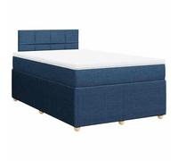 Eleganz Cama con somier con colchón de 120 x 200 cm, tela azul, cómoda cama doble para dormitorio, duradera y cómoda, ideal para espacios pequeños