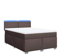 Eleganz Cama con somier con colchón de 140 x 190 cm, color marrón oscuro, cómoda cama de tela para dormitorio, duradera y cómoda, ideal para un sueño reparador