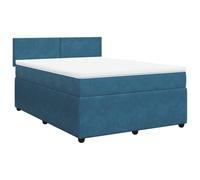 Eleganz Cama con somier con colchón de 140 x 190 cm de terciopelo azul - Sistema de sueño moderno para un sueño reparador, ideal para dormitorios de gran comodidad