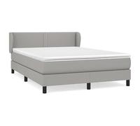 Eleganz Cama con somier con colchón de 140 x 190 cm, tela gris claro, cama moderna para dormitorio con gran comodidad para un sueño reparador, ideal para espacios pequeños