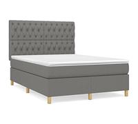 Eleganz Cama con somier con colchón de 140 x 200 cm - Cama de tela gris oscuro para dormitorio, duradera y cómoda - Moderna cama con somier para un sueño reparador