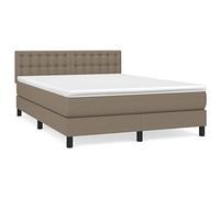 Eleganz Cama con somier con colchón de 140 x 200 cm, color topo, cómoda cama de tela para dormitorio, duradera y transpirable, solución perfecta para un sueño reparador