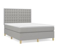 Eleganz Cama con somier con colchón de 140 x 200 cm de tela gris claro - Cama moderna para dormitorio para un sueño reparador, duradera y cómoda