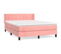 Eleganz Cama con somier con colchón de 140 x 200 cm de terciopelo rosa - Sistema de sueño de lujo para dormitorio, cómodo y de apoyo con funda premium para un sueño reparador