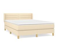 Eleganz Cama con somier con colchón de 140 x 200 cm - funda de tela crema para dormitorio | Lujosa comodidad y soporte óptimo | Ideal para espacios pequeños y decoración moderna